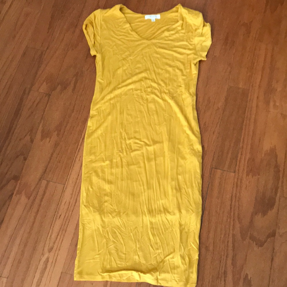Mustard Jersey Midi Dress